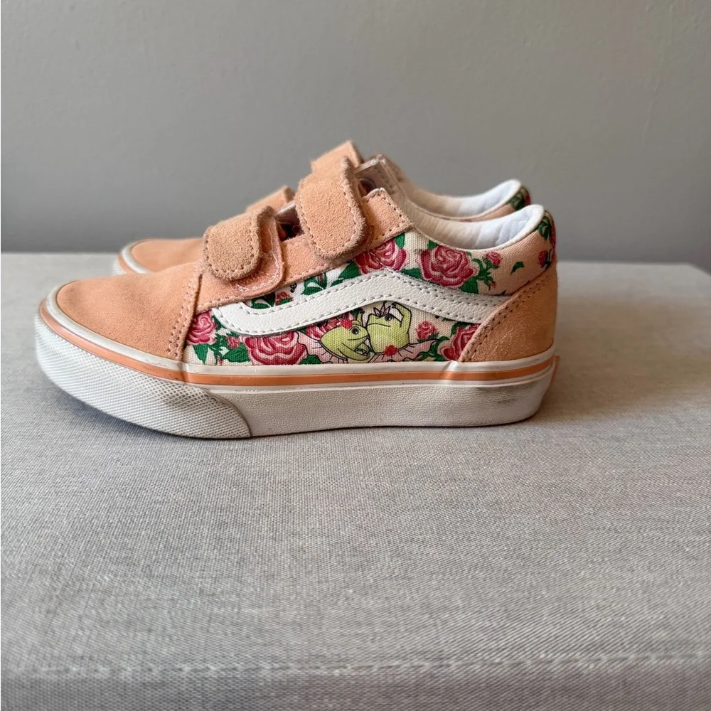 Floral frog princess Kids Vans sneakers with Velcro Straps - Picture 2 of 9